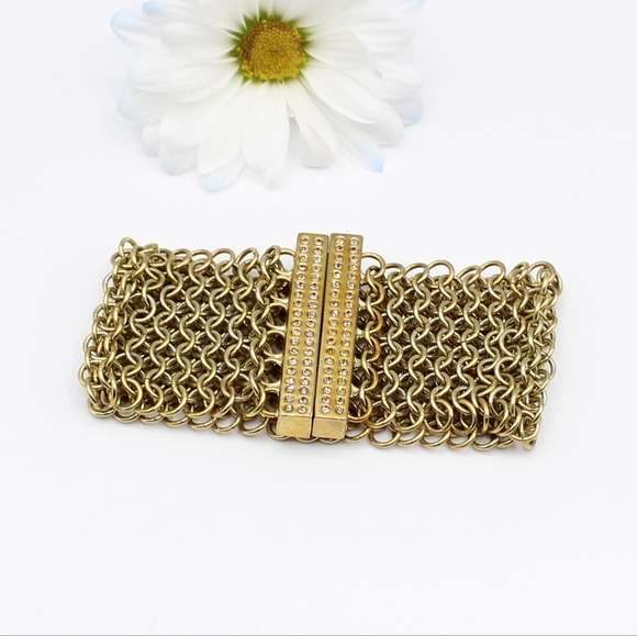 Vintage open weave mesh & rhinestone bracelet - Picture 1 of 10